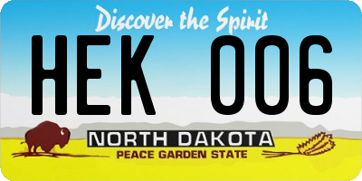 ND license plate HEK006