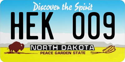 ND license plate HEK009
