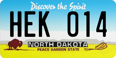 ND license plate HEK014