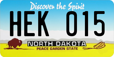 ND license plate HEK015