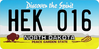 ND license plate HEK016