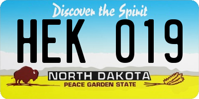 ND license plate HEK019