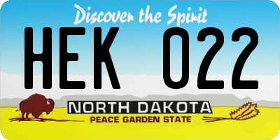 ND license plate HEK022