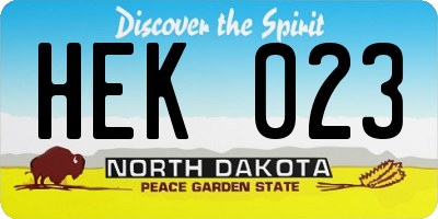 ND license plate HEK023