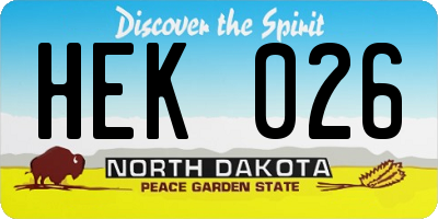 ND license plate HEK026