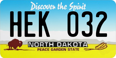 ND license plate HEK032