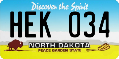 ND license plate HEK034