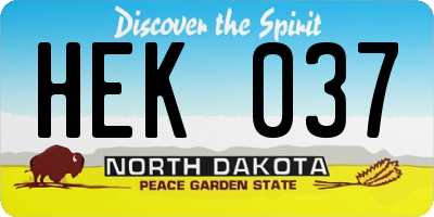 ND license plate HEK037