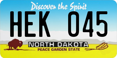 ND license plate HEK045