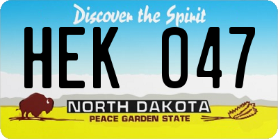 ND license plate HEK047