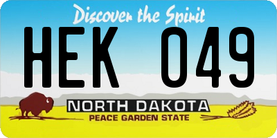 ND license plate HEK049