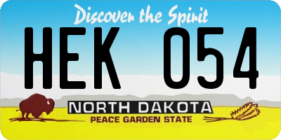 ND license plate HEK054