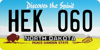 ND license plate HEK060