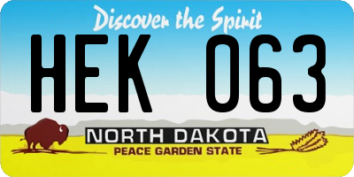 ND license plate HEK063