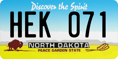 ND license plate HEK071