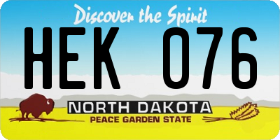 ND license plate HEK076