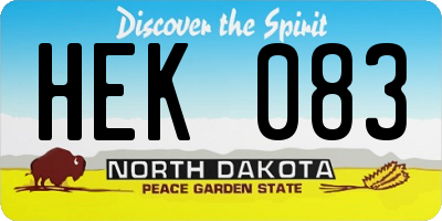 ND license plate HEK083