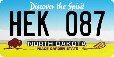 ND license plate HEK087