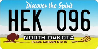 ND license plate HEK096