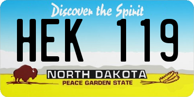 ND license plate HEK119