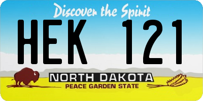 ND license plate HEK121