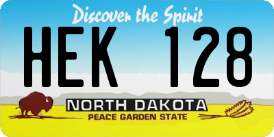 ND license plate HEK128