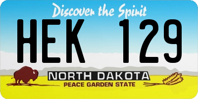 ND license plate HEK129