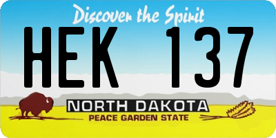 ND license plate HEK137