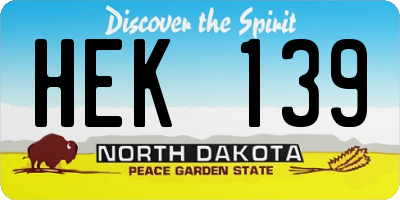 ND license plate HEK139