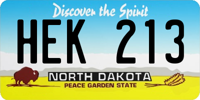 ND license plate HEK213