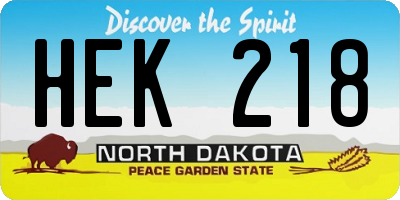 ND license plate HEK218