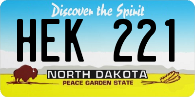 ND license plate HEK221