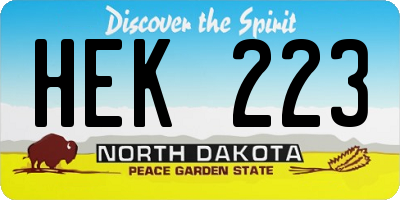 ND license plate HEK223