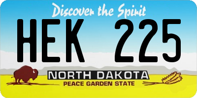 ND license plate HEK225