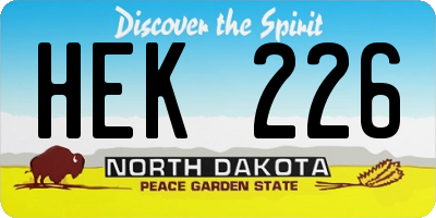 ND license plate HEK226