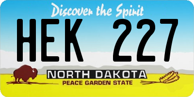 ND license plate HEK227