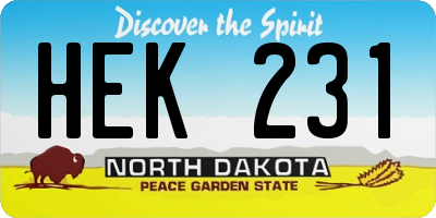 ND license plate HEK231