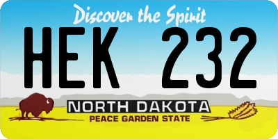 ND license plate HEK232