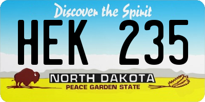 ND license plate HEK235