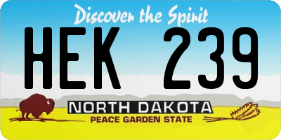 ND license plate HEK239