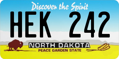 ND license plate HEK242