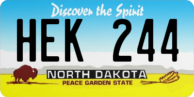 ND license plate HEK244