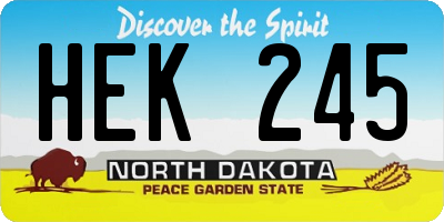 ND license plate HEK245