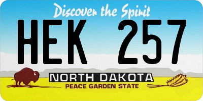 ND license plate HEK257