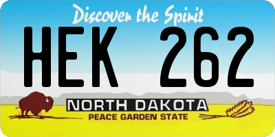 ND license plate HEK262