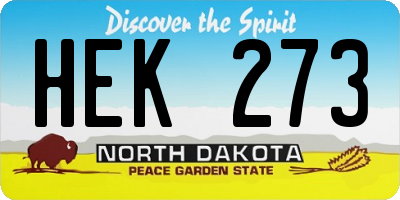 ND license plate HEK273