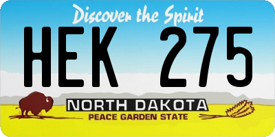 ND license plate HEK275