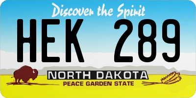 ND license plate HEK289