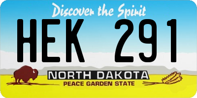 ND license plate HEK291