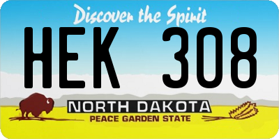 ND license plate HEK308